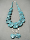 Native American Very Rare Disced Turquoise Santo Domingo Sterling Silver Necklace-Nativo Arts