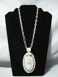 Heavy Navajo Royston Turquoise Sterling Silver Necklace Native American-Nativo Arts
