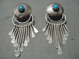 Exquisite Vintage Native American Navajo Sleeping Beauty Turquoise Sterling Silver Earrings-Nativo Arts