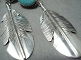 Stunning Navajo Kingman Turquoise Sterling Silver Earrings Native American-Nativo Arts