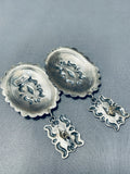 One Of The Most Intricate Native American Navajo Sterling Silver Concho Earrings-Nativo Arts