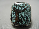 Museum Quality Vintage Native American Navajo Green Turquoise Sterling Silver Ring-Nativo Arts