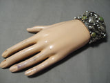 Huge Vintage Native American Navajo Royston Turquoise Repoussed Sterling Silver Bracelet-Nativo Arts