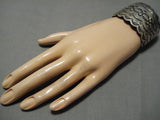 Important Vintage Native American Navajo Chim Butte Heavy Sterling Silver Bracelet-Nativo Arts