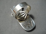 Detailed Vintage Native American Navajo Royston Turquoise Sterling Silver Kachina Ring-Nativo Arts