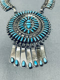 One Of Best Intricate Stone Work Vintage Native American Zuni Turquoise Sterling Silver Necklace-Nativo Arts
