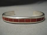 Important Vintage Rody Coonsis Coral Sterling Silver Native American Bracelet-Nativo Arts