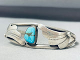 Breathtaking Vintage Native American Navajo Pilot Mountain Turquoise Sterling Silver Bracelet-Nativo Arts