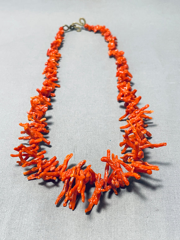 Native American Glorious Vintage Santo Domingo Coral Sterling Silver Necklace-Nativo Arts