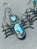Sonunique Vintage Native American Navajo Spider Turquoise Sterling Silver Earrings-Nativo Arts