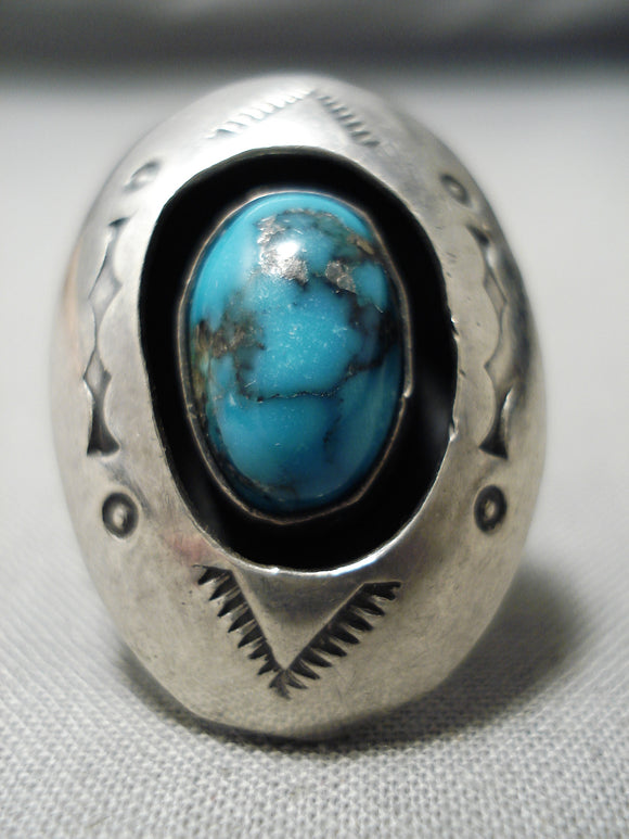 Important Last Chance Turquoise Vintage Native American Navajo Sterling Silver Ring-Nativo Arts
