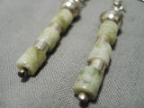 Wonderful Vintage Navajo Serpentine Sterling Silver Native American Earrings-Nativo Arts
