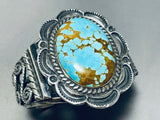 One Of The Best Native American Navajo Domed #8 Turquoise Sterling Silver Bracelet-Nativo Arts