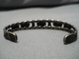 Native American Late 1800's/ Early 19000's Cerrillos Turquoise Ingot Coin Silver Bracelet Coil-Nativo Arts