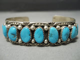 Incredible Vintage Native American Navajo Domed Turquoise Sterling Silver Bracelet Old-Nativo Arts