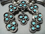 Women's Turquoise Vintage Native American Navajo Sterling Silver Squash Blossom Necklace-Nativo Arts