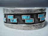 Museum Vintage Native American Hopi Bisbee Turquoise Sterling Silver Bracelet Old-Nativo Arts