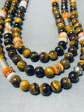 Authentic Singer Rare Native American Navajo Tigers Eye Sterling Silver Necklace-Nativo Arts