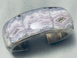 6 Inch Wrist Best Vintage Native American Navajo Purple Agate Sterling Silver Bracelet-Nativo Arts