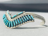 Waving Needle Turquoise Vintage Native American Navajo Sterling Silver Bracelet Cuff-Nativo Arts