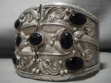 403 Grams Unreal Gigantic Vintage Navajo 'Arm Sterling Native American Jewelry Silver' Onyx Bracelet-Nativo Arts