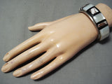 One Of The Most Unique Vintage Native American Navajo Agate Sterling Silver Inlay Bracelet-Nativo Arts