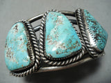 Heavy Thick Vintage Native American Navajo Red Mountain Turquoise Sterling Silver Bracelet-Nativo Arts