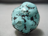 Superior Vintage Native American Navajo Huge Spiderweb Turquoise Sterling Silver Ring-Nativo Arts