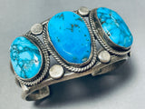 Museum Quality Vintage Native American Navajo Turquoise Mountain Sterling Silver Bracelet-Nativo Arts