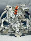 Native American Very Rare Horny Toad Coral 144 Gram Sterling Silver Bracelet Cuff-Nativo Arts