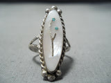 Beautiful Vintage Native American Navajo Turquoise Inlay Sterling Silver Tree Ring-Nativo Arts