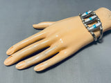 Noteworthy Vintage Native American Navajo Turquoise Mother Of Pearl Sterling Silver Bracelet-Nativo Arts