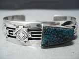 Incredible Vintage Native American Navajo Geomtric Turquoise Sterling Silver Channel Bracelet-Nativo Arts