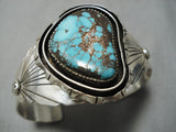 Marvelous Vintage Native American Navajo Two Frame Spiderweb Turquoise Sterling Silver Bracelet-Nativo Arts