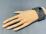Native American Heavy 108 Grams Vintage Southwestern Amethyst Sterling Silver Bracelet-Nativo Arts