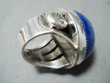 Astonishing Signed Native American Navajo Lapis Dome Sterling Silver Ring-Nativo Arts