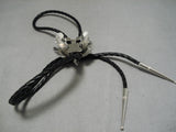 Detailed!! Native American Navajo Important Horned Toad Sterling Silver Bolo Tie-Nativo Arts