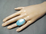 Magnificent Navajo Kingman Turquoise Sterling Silver Ring Native American-Nativo Arts
