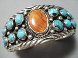 Amazing Vintage Native American Navajo Bisbee Turquoise Sterling Silver Bracelet Old-Nativo Arts
