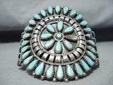 Phenomenal Vintage Native American Navajo Turquoise Cluster Sterling Silver Bracelet-Nativo Arts