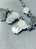 Signed Vintage Native American Navajo Green Turquoise Shell Sterling Silver Necklace-Nativo Arts