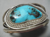 One Of The Best Vintage Native American Navajo Blue Diamond Turquoise Sterling Silver Bracelet-Nativo Arts