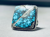 One Of The Best Vintage Native American Navajo Spiderweb Turquoise Sterling Silver Ring-Nativo Arts