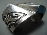 One Of The Best Vintage Native American Navajo Turquoise Sterling Silver Technique Bracelet-Nativo Arts