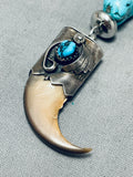 Rare Longer 32 Inch Vintage Navajo Turquoise Sterling Silver Necklace-Nativo Arts