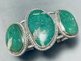 Huge Vintage Native American Navajo Green Turquoise Sterling Silver Bracelet-Nativo Arts