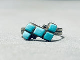 Squared Rare Turquoise Vintage Native American Zuni Sterling Silver Ring Old-Nativo Arts
