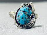 Rare Turquoise Vintage Native American Navajo Morenci Sterling Silver Ring-Nativo Arts