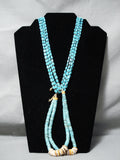 Extremely Rare Vintage Native American Navajo Rectangular Turquoise Necklace Old-Nativo Arts