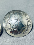 Dynamic Vintage Native American Navajo Sterling Silver Earrings-Nativo Arts